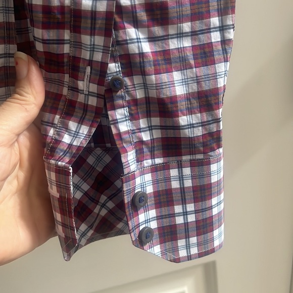 Maker & Company Mens Seersucker Blue Plaid Buttonfront Shirt-Size L like new - Picture 5 of 6